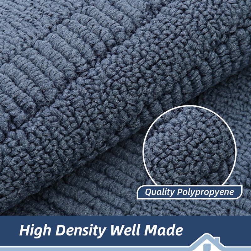 BEQHAUSE 30x18 Inch Kitchen Rug Mat Durable Kitchen Rugs Non-Slip Washable Absorbent Kitchen Mats for Floor Dirt-Resistant Semicircular Kitchen Mat (Blue) - Image 5